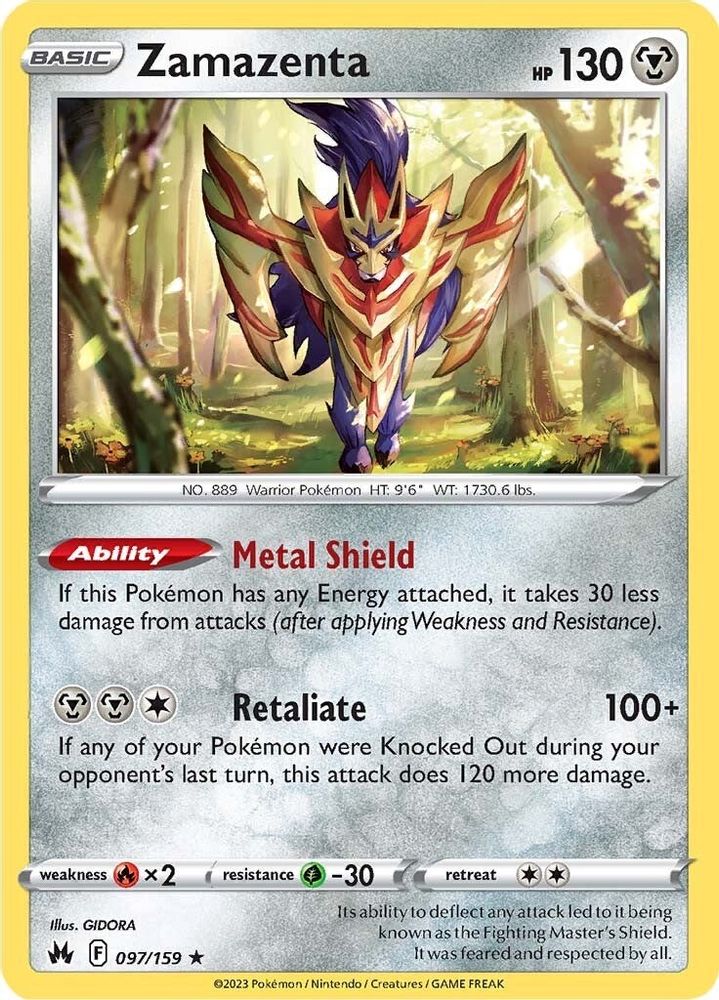 Zamazenta 097  - Reverse Holofoil Crown Zenith - Holo Rare