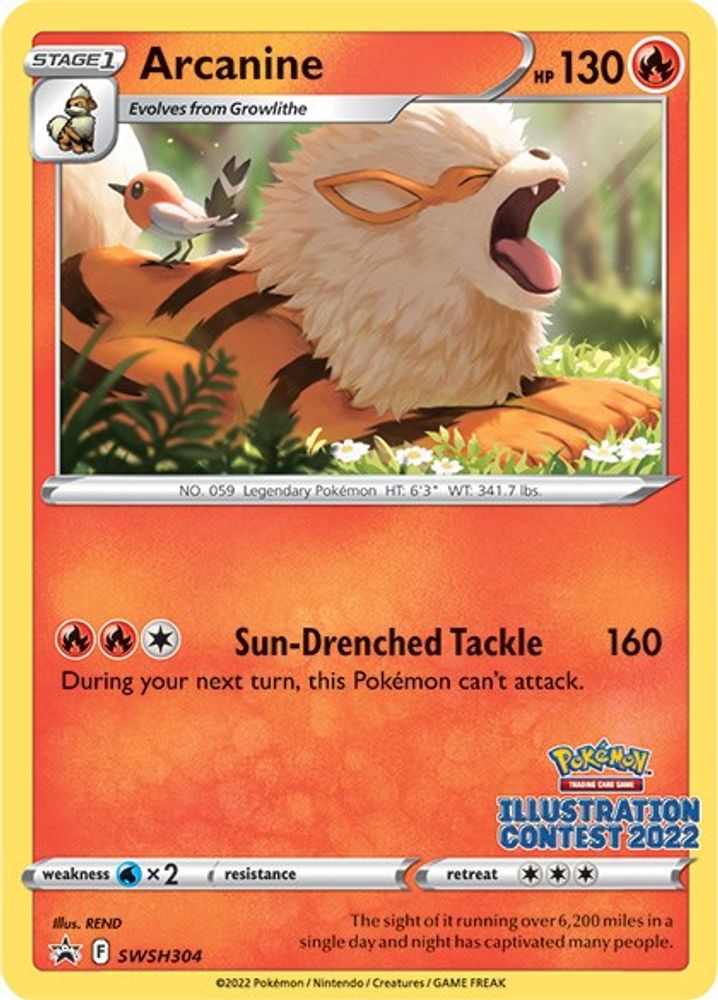 Arcanine (Illustration Contest 2022)  SWSH Sword & Shield Promo Cards - Promo