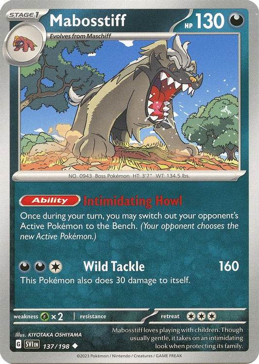 Mabosstiff 137/198  - Reverse Holofoil SV01 Scarlet & Violet Base Set - Uncommon