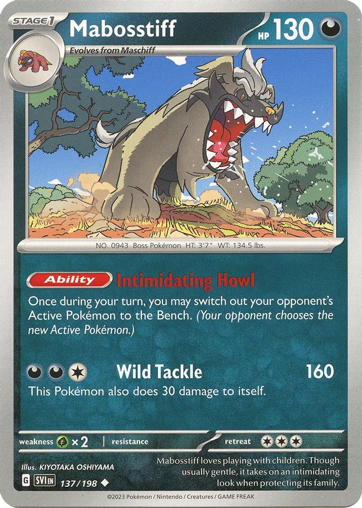 Mabosstiff 137/198  - Reverse Holofoil SV01 Scarlet & Violet Base Set - Uncommon