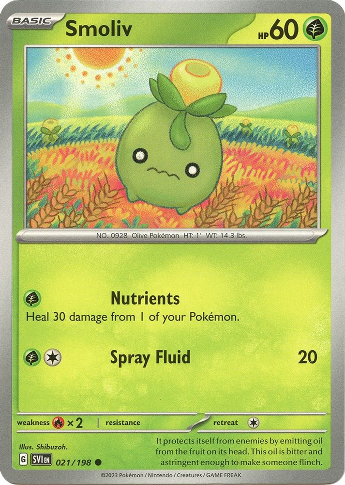 Smoliv 021/198  - Reverse Holofoil SV01 Scarlet & Violet Base Set - Common
