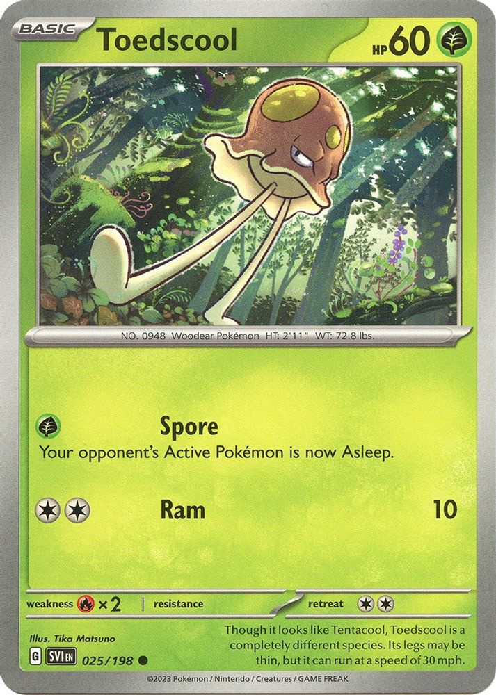 Toedscool 025/198  - Reverse Holofoil SV01 Scarlet & Violet Base Set - Common