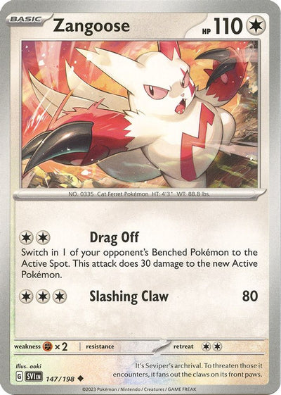 Zangoose 147/198 - Reverse Holofoil SV01 Scarlet & Violet Base Set - Uncommon