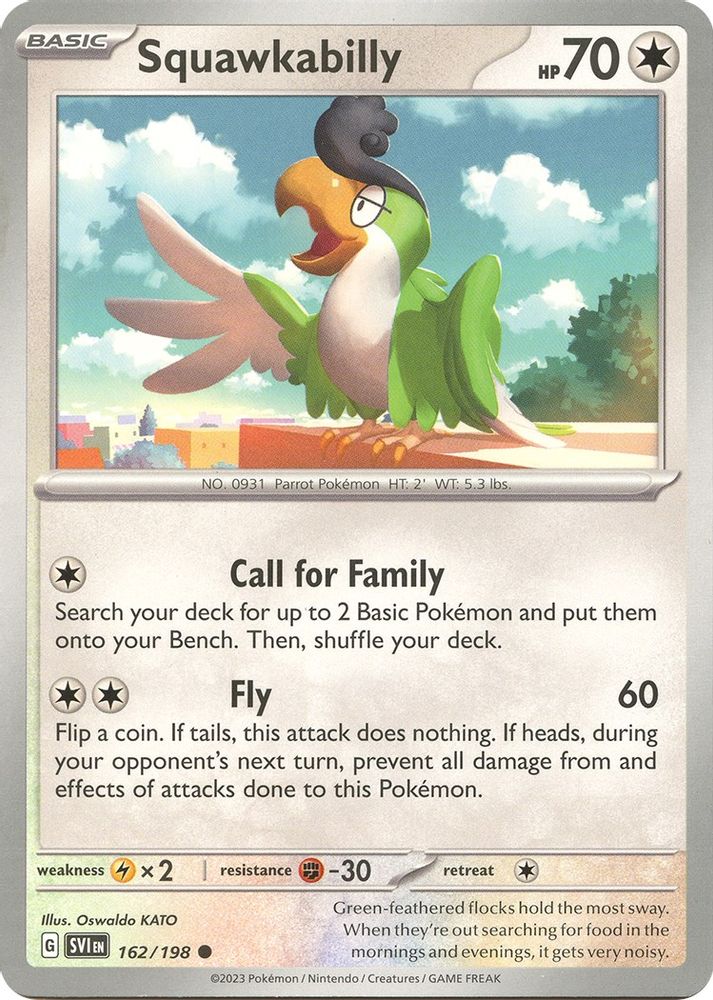 Squawkabilly 162  - Reverse Holofoil SV01 Scarlet & Violet Base Set - Common