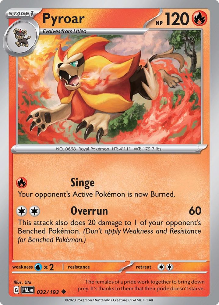 Pyroar 032/193  - Reverse Holofoil SV02 Paldea Evolved - Uncommon