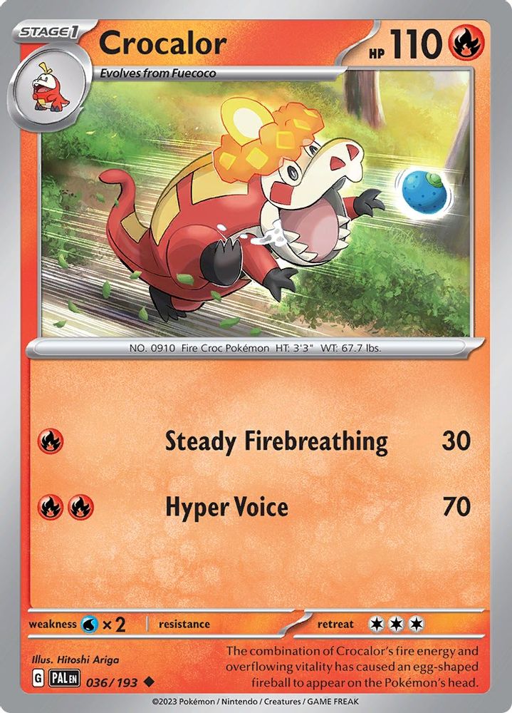 Crocalor 036/193  - Reverse Holofoil SV02 Paldea Evolved - Uncommon