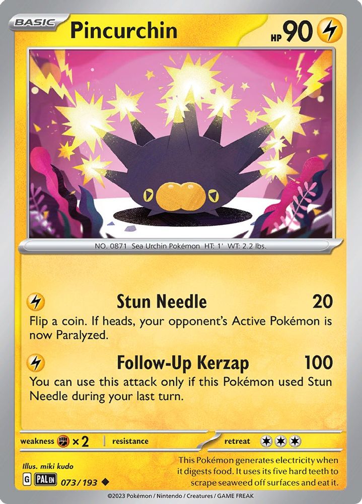 Pincurchin 073/193  - Reverse Holofoil SV02 Paldea Evolved - Uncommon