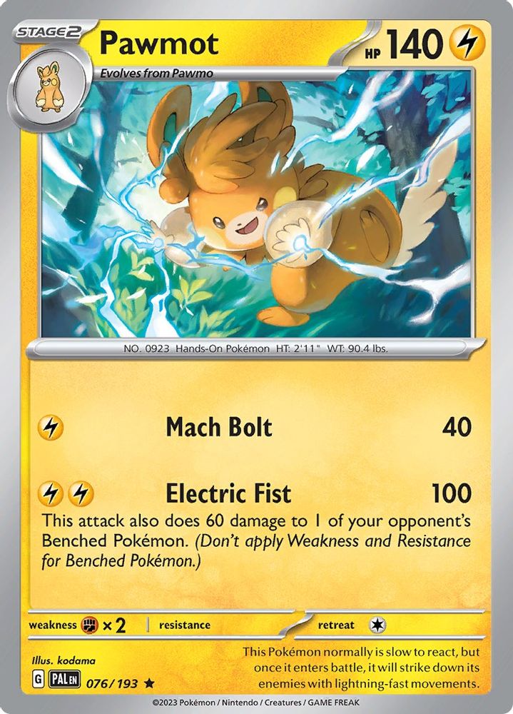 Pawmot 076  - Holofoil SV02 Paldea Evolved - Rare