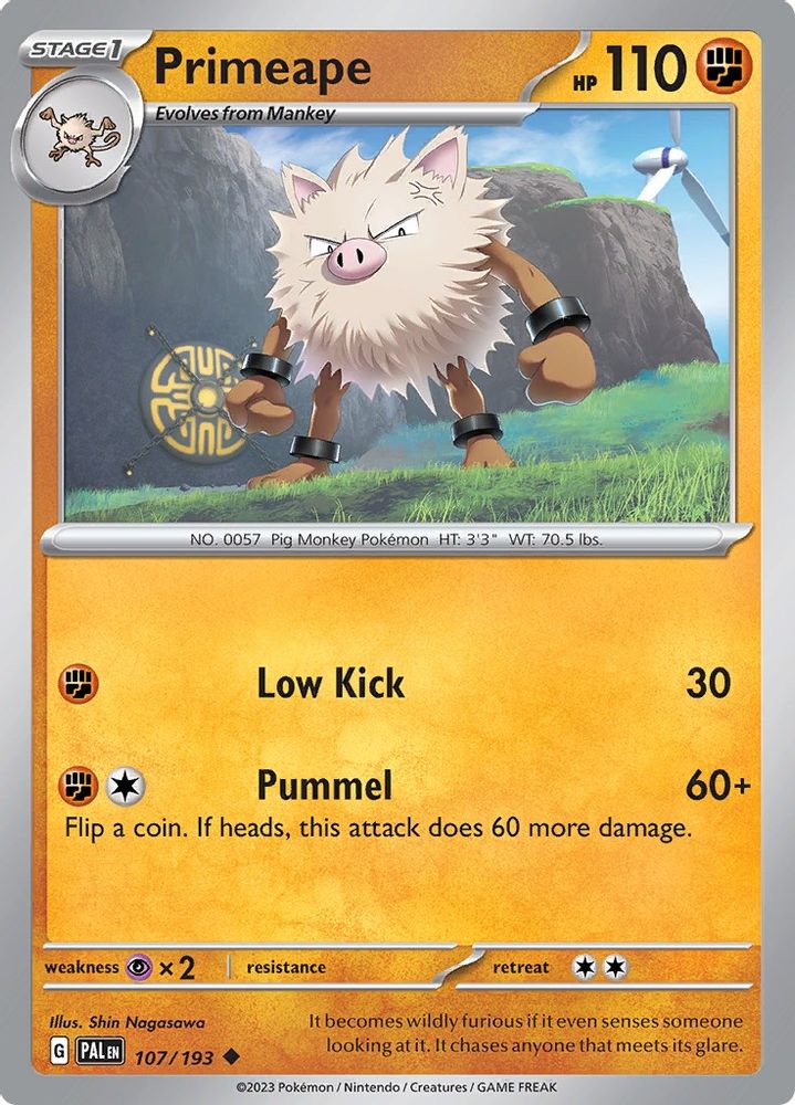Primeape 107  SV02 Paldea Evolved - Uncommon
