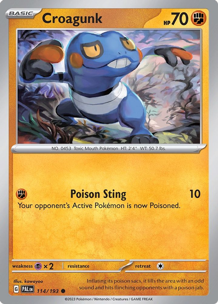 Croagunk 114  - Reverse Holofoil SV02 Paldea Evolved - Common