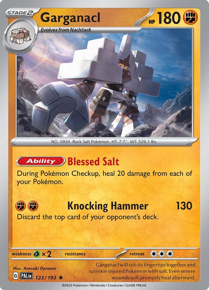 Garganacl 123  - Reverse Holofoil SV02 Paldea Evolved - Rare
