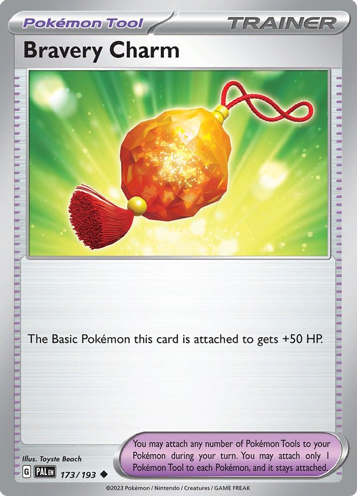 Bravery Charm 173  - Reverse Holofoil SV02 Paldea Evolved - Uncommon