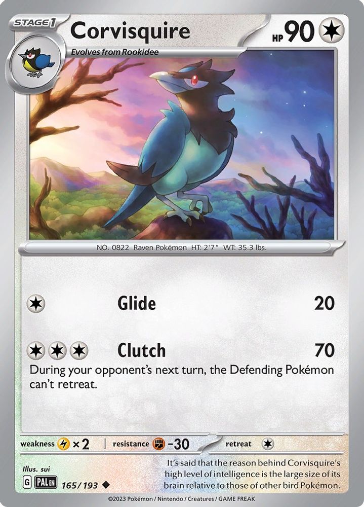 Corvisquire 165  - Reverse Holofoil SV02 Paldea Evolved - Uncommon