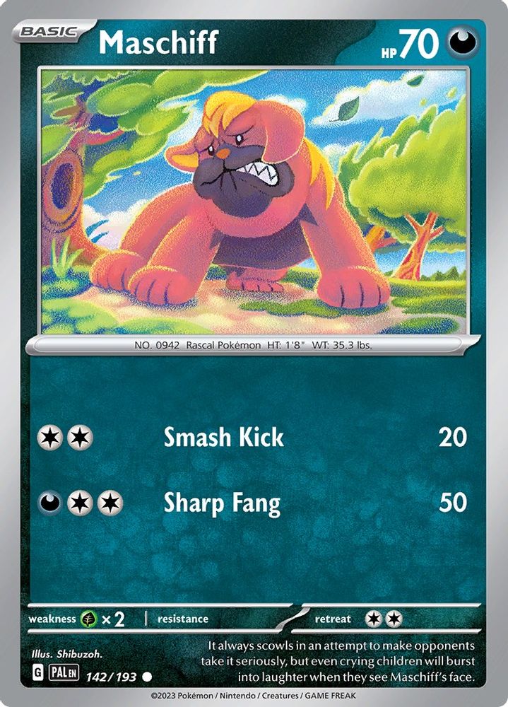 Maschiff 142/193  - Reverse Holofoil SV02 Paldea Evolved - Common