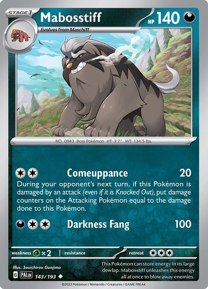 Mabosstiff 143  - Reverse Holofoil SV02 Paldea Evolved - Uncommon