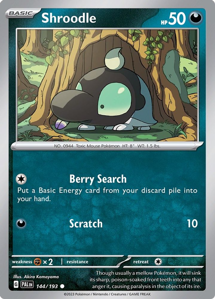 Shroodle 144/193  - Reverse Holofoil SV02 Paldea Evolved - Common