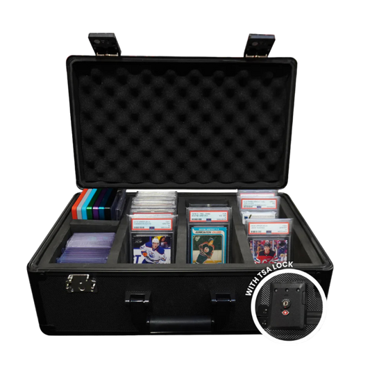 EVORETRO Four-Row Aluminum Graded Card Storage Box, Key Lock