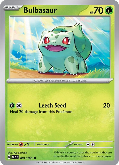 Bulbasaur 001/165  - Reverse Holofoil SV Scarlet & Violet 151 - Common