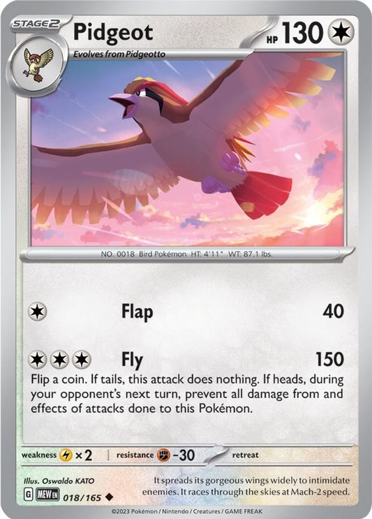 Pidgeot 018  - Reverse Holofoil SV Scarlet & Violet 151 - Uncommon