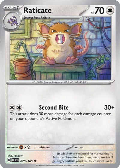 Raticate 020  - Reverse Holofoil SV Scarlet & Violet 151 - Uncommon