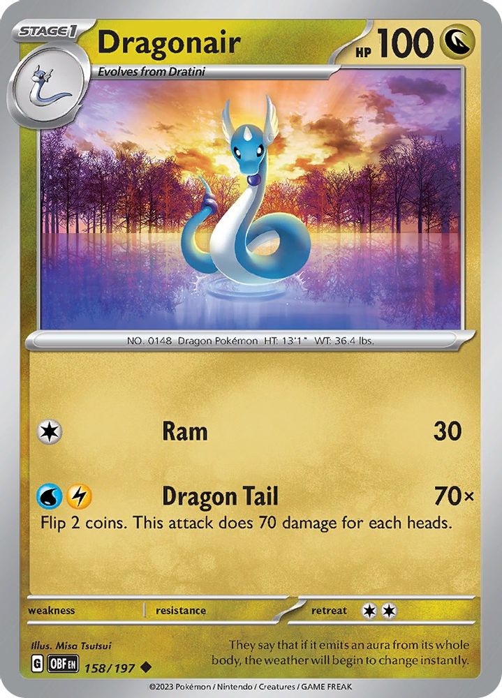 Dragonair 158  - Reverse Holofoil SV03 Obsidian Flames - Uncommon