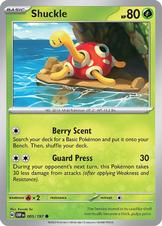 Shuckle 005  - Reverse Holofoil SV03 Obsidian Flames - Common