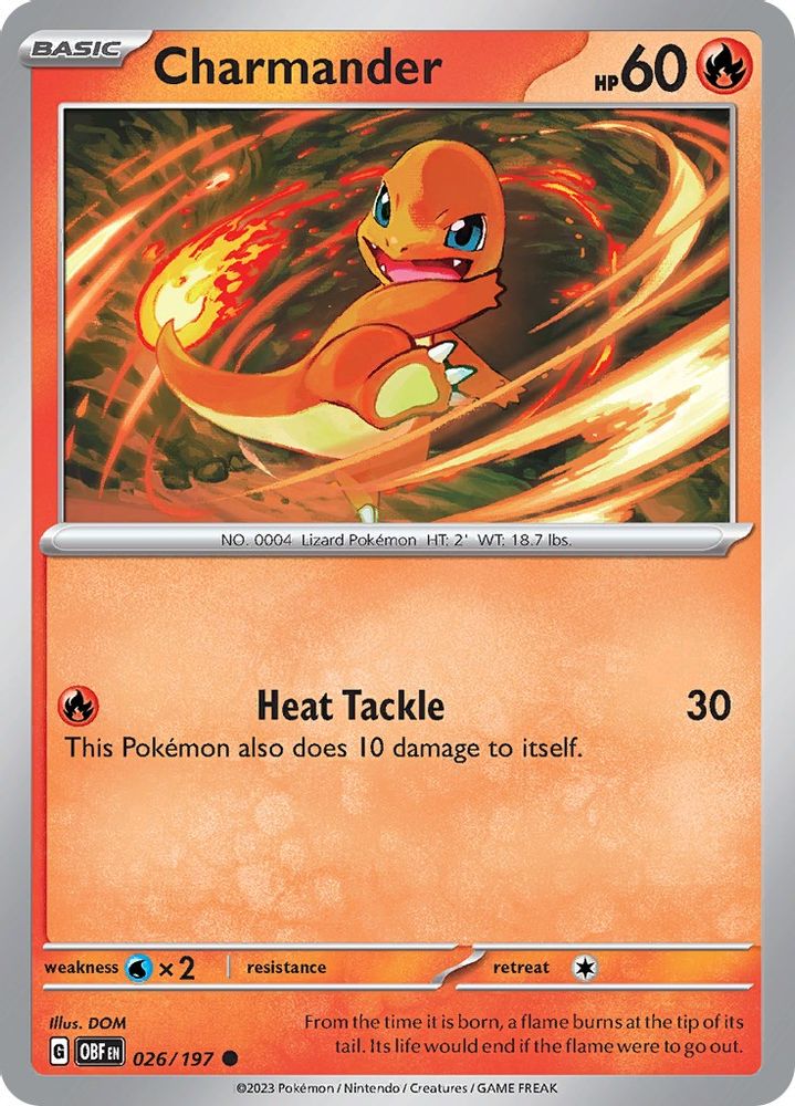 Charmander 026  - Reverse Holofoil SV03 Obsidian Flames - Common