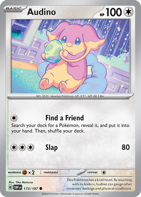 Audino 173  - Reverse Holofoil SV03 Obsidian Flames - Common