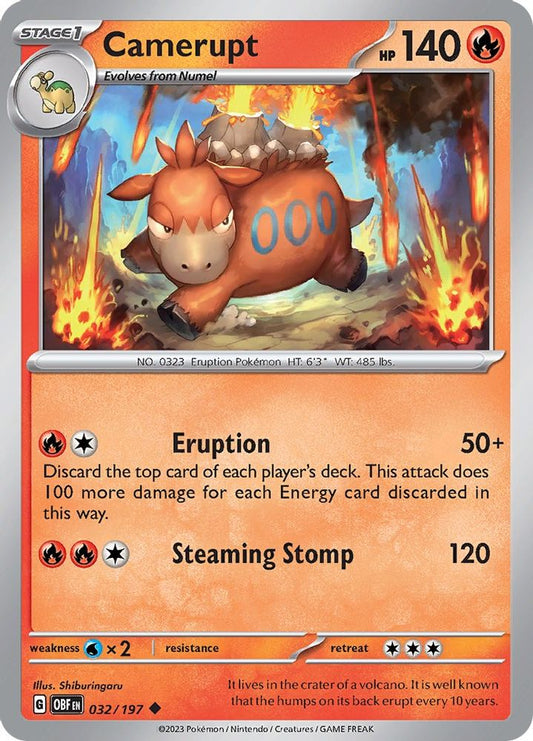Camerupt 032  - Reverse Holofoil SV03 Obsidian Flames - Uncommon