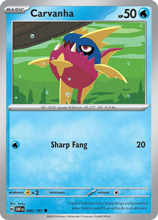 Carvanha 046  - Reverse Holofoil SV03 Obsidian Flames - Common