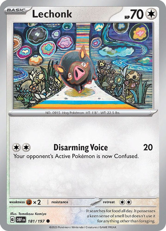 Lechonk 181/197  - Reverse Holofoil SV03 Obsidian Flames - Common