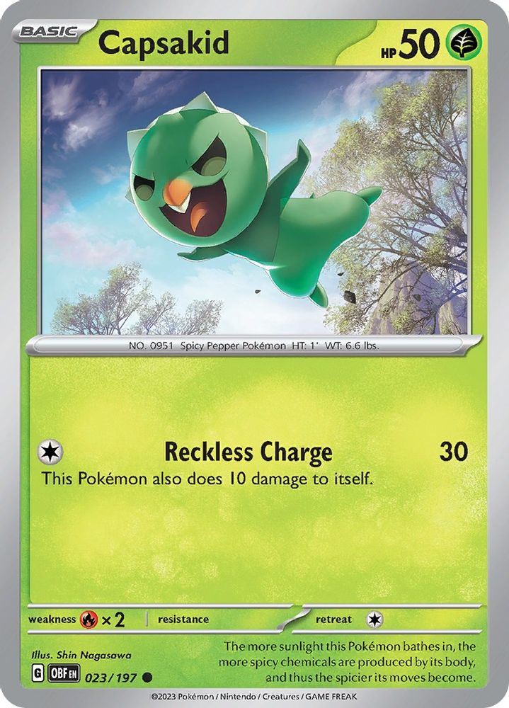 Capsakid 023/197  - Reverse Holofoil SV03 Obsidian Flames - Common