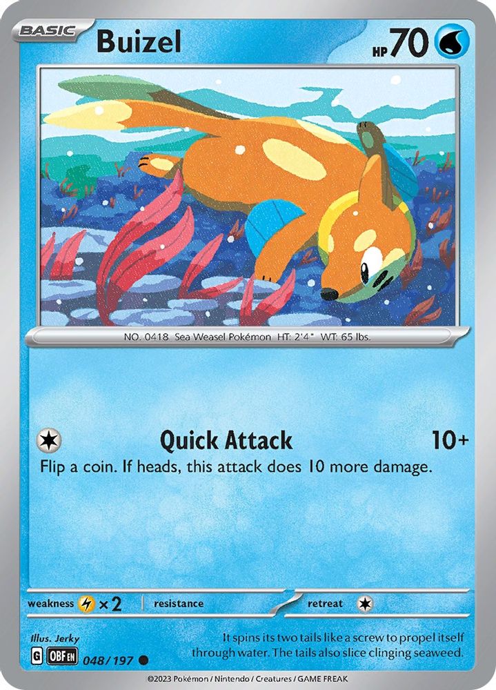 Buizel 048  - Reverse Holofoil SV03 Obsidian Flames - Common