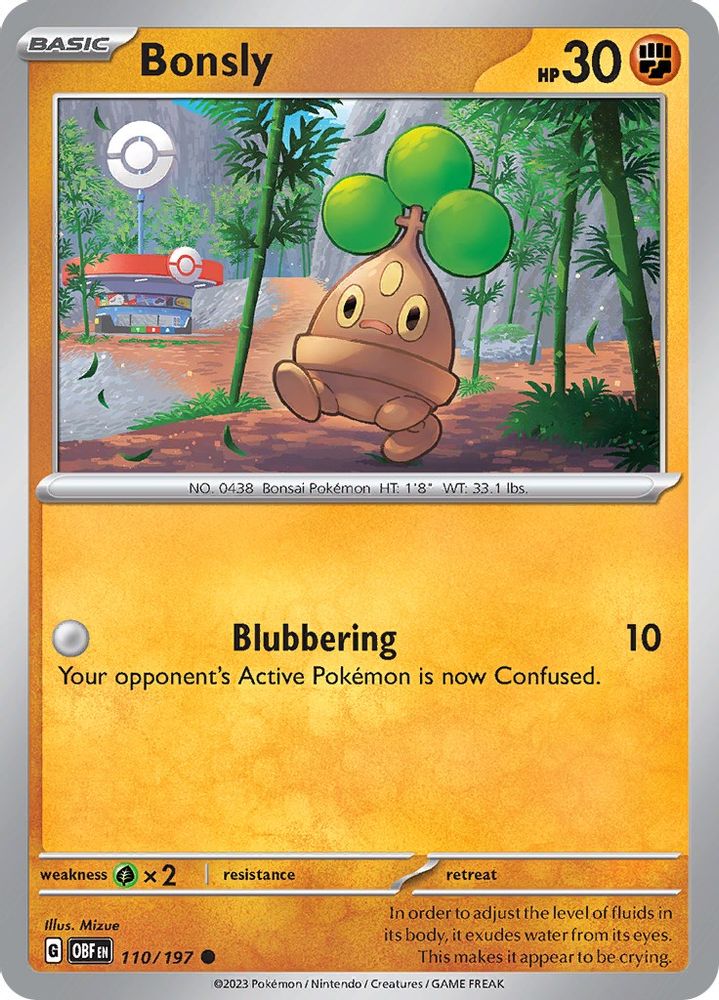Bonsly 110  SV03 Obsidian Flames - Common