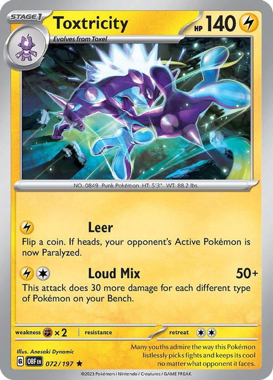 Toxtricity 072  - Holofoil SV03 Obsidian Flames - Rare