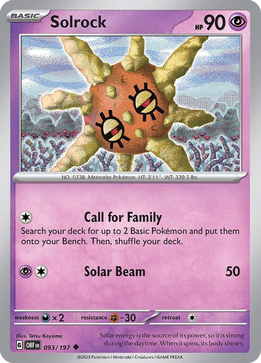 Solrock 093  SV03 Obsidian Flames - Uncommon