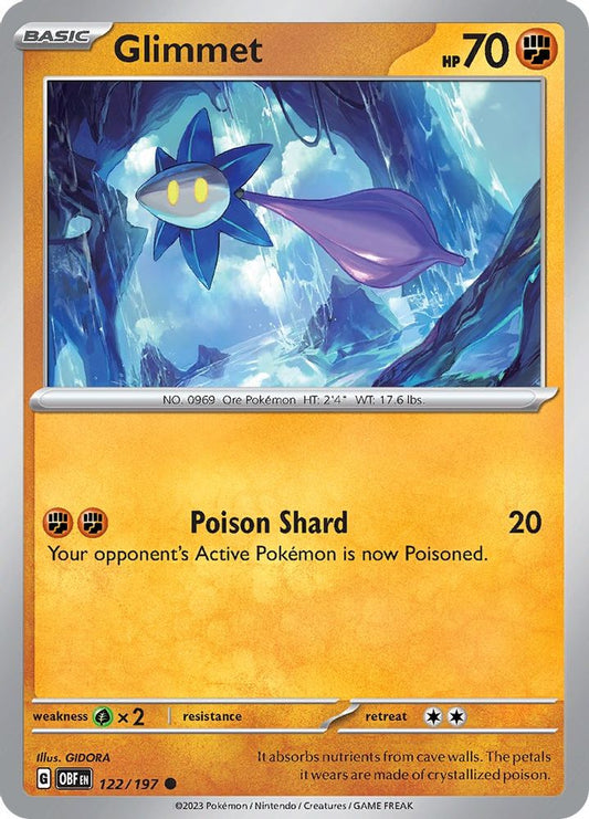 Glimmet 122/197  - Reverse Holofoil SV03 Obsidian Flames - Common