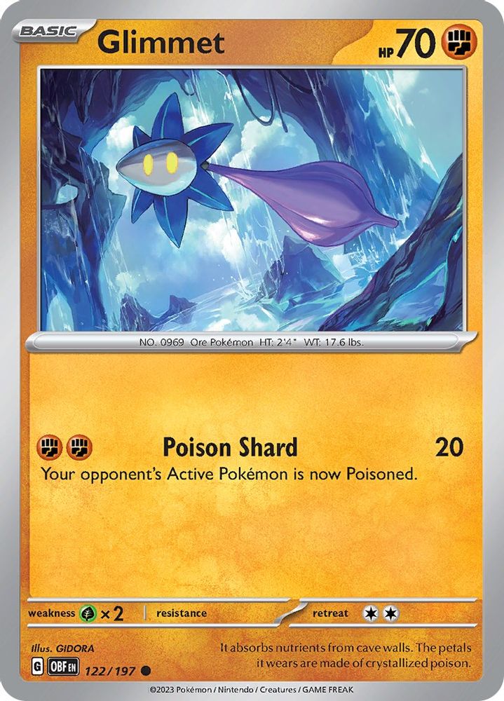 Glimmet 122/197  - Reverse Holofoil SV03 Obsidian Flames - Common