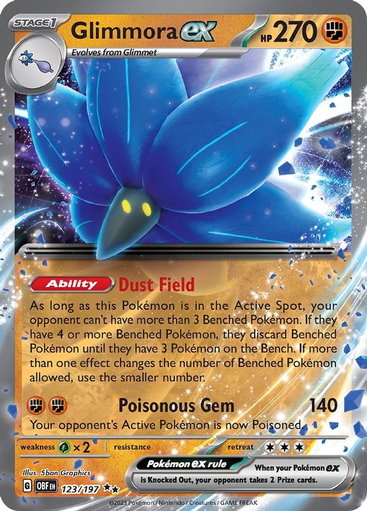 Glimmora ex 123  - Holofoil SV03 Obsidian Flames - Double Rare