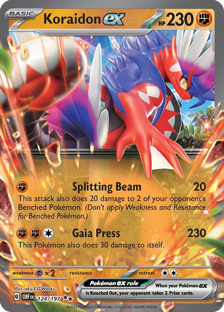 Koraidon ex 124  - Holofoil SV03 Obsidian Flames - Double Rare