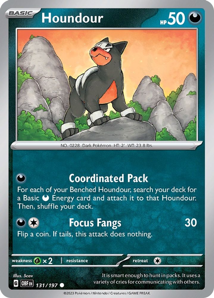 Houndour 131/197  - Reverse Holofoil SV03 Obsidian Flames - Common