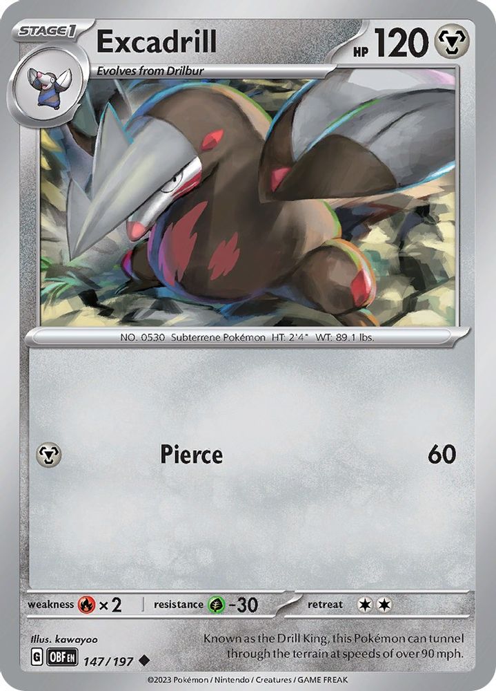 Excadrill 147  SV03 Obsidian Flames - Uncommon