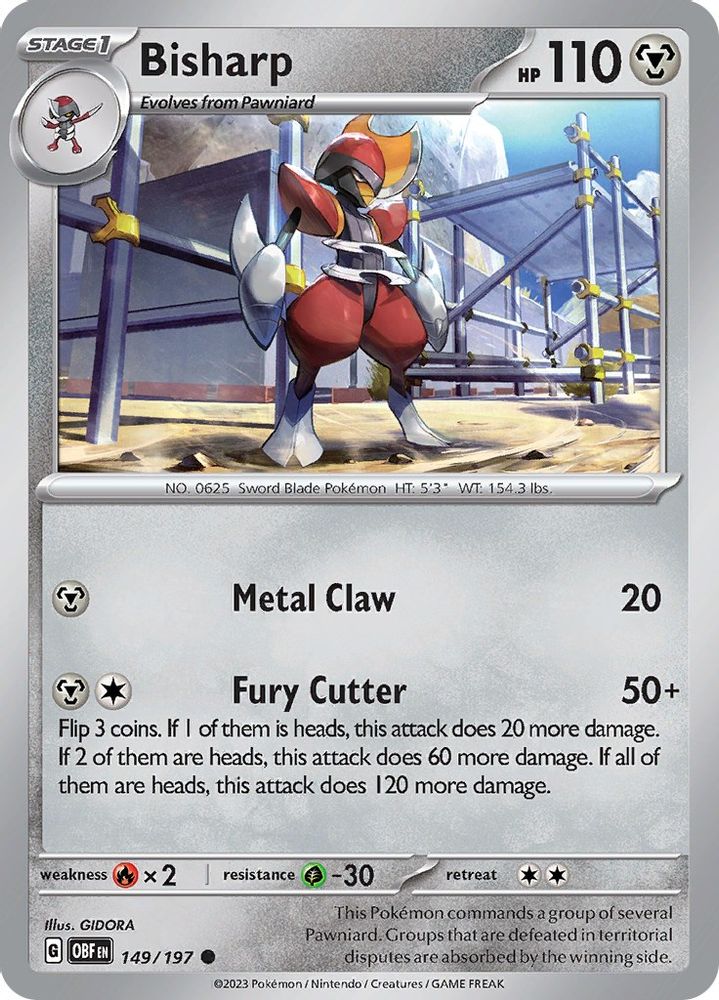 Bisharp 149  - Reverse Holofoil SV03 Obsidian Flames - Common
