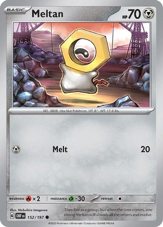 Meltan 152  - Reverse Holofoil SV03 Obsidian Flames - Common
