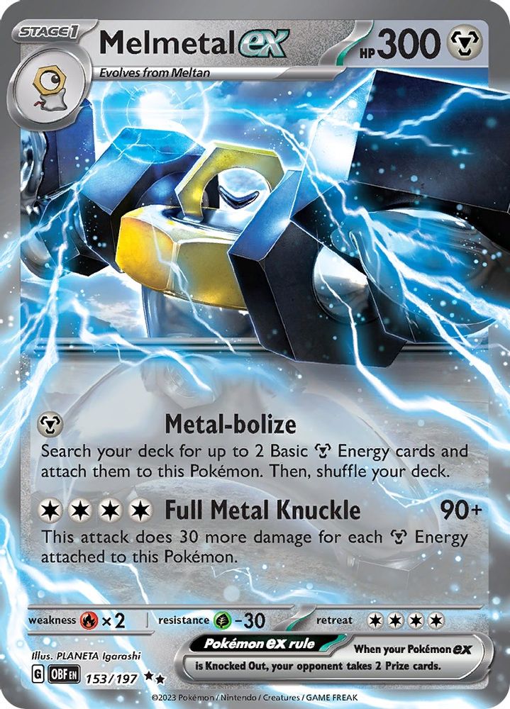 Melmetal ex 153  - Holofoil SV03 Obsidian Flames - Double Rare