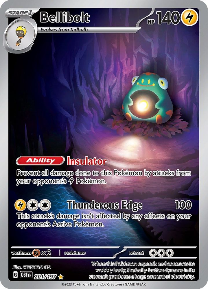 Bellibolt 201/197  - Holofoil SV03 Obsidian Flames - Illustration Rare