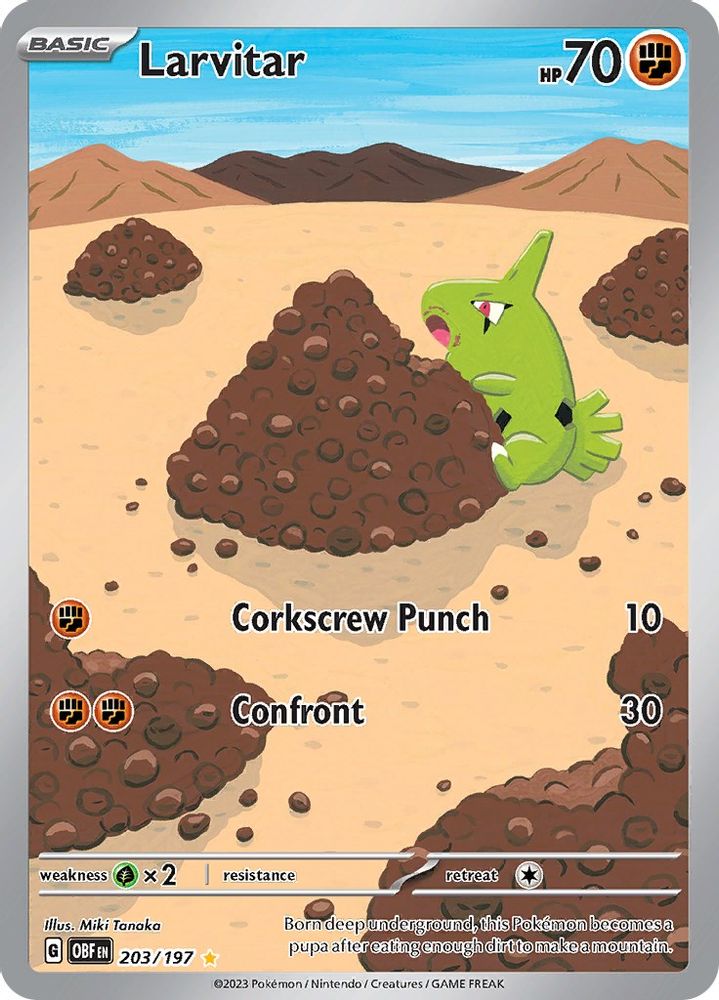 Larvitar 203/197  - Holofoil SV03 Obsidian Flames - Illustration Rare