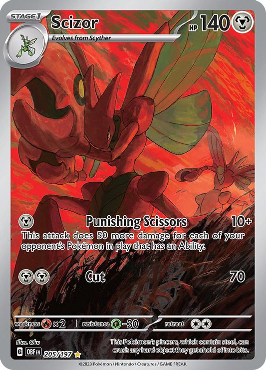Scizor 205/197  - Holofoil SV03 Obsidian Flames - Illustration Rare