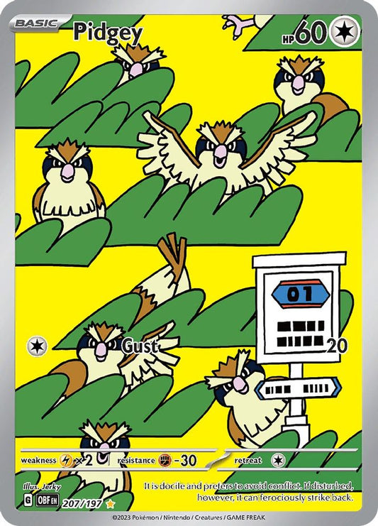 Pidgey 207/197  - Holofoil SV03 Obsidian Flames - Illustration Rare