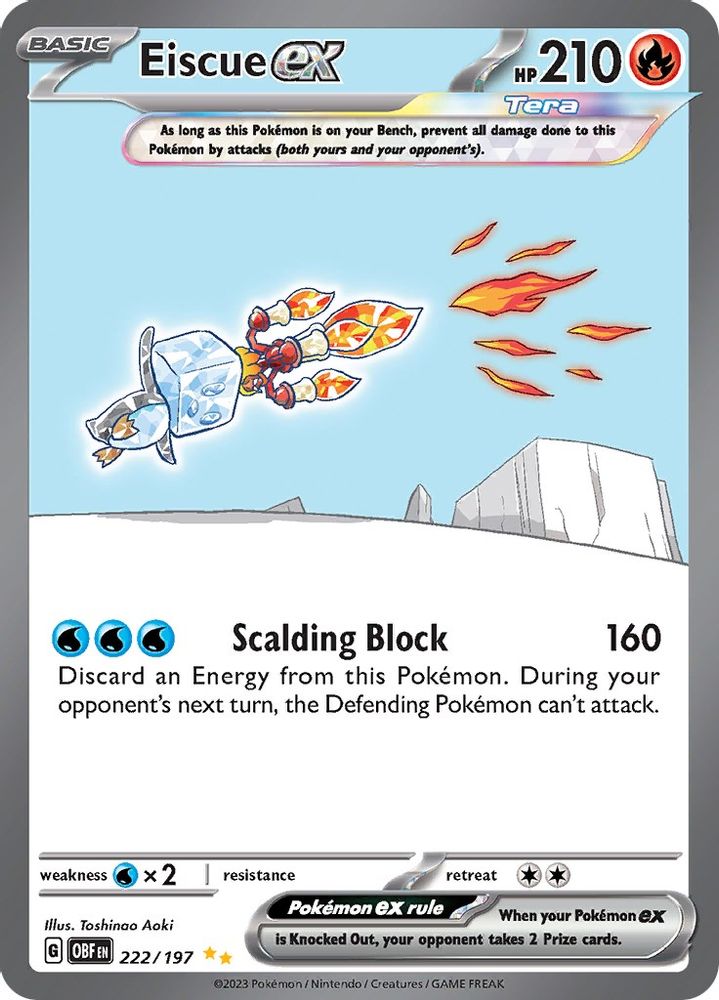 Eiscue ex 222/197  - Holofoil SV03 Obsidian Flames - Special Illustration Rare